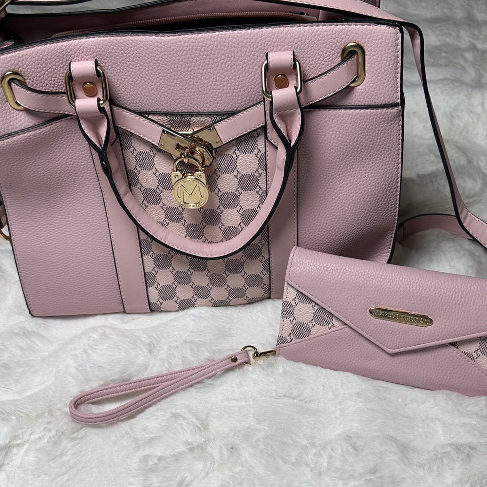 Elegant Pink Handbag and Wallet Set